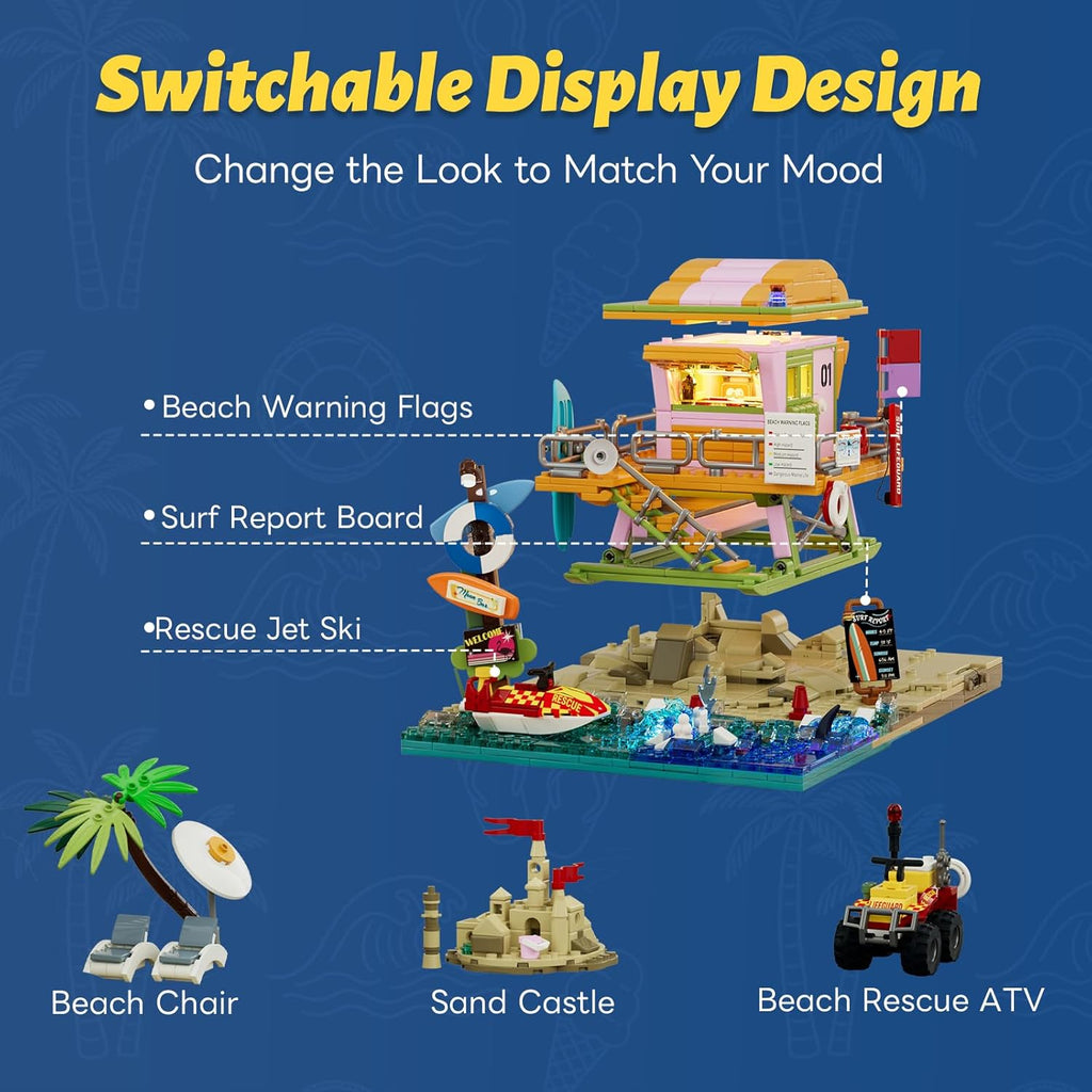 Beach Lifeguard Tower Lighting Building Bricks Set