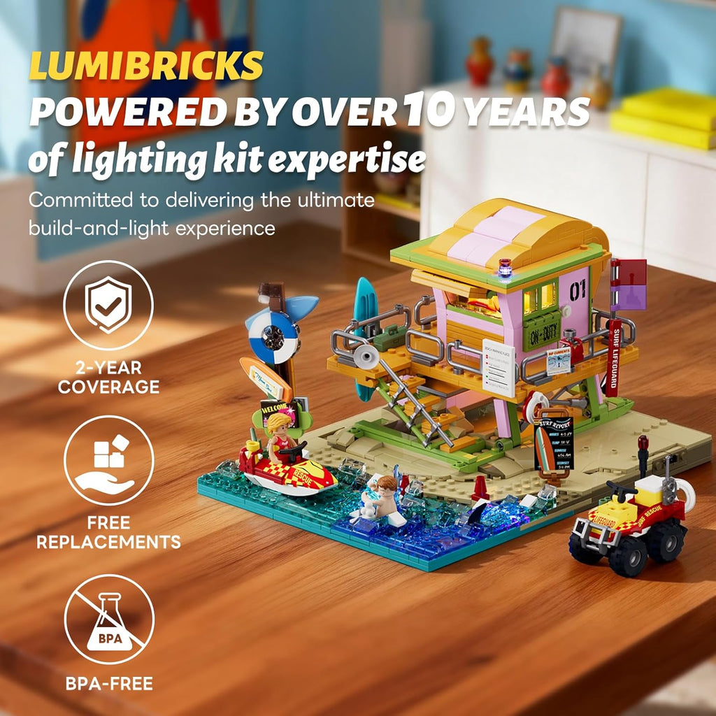 Beach Lifeguard Tower Lighting Building Bricks Set