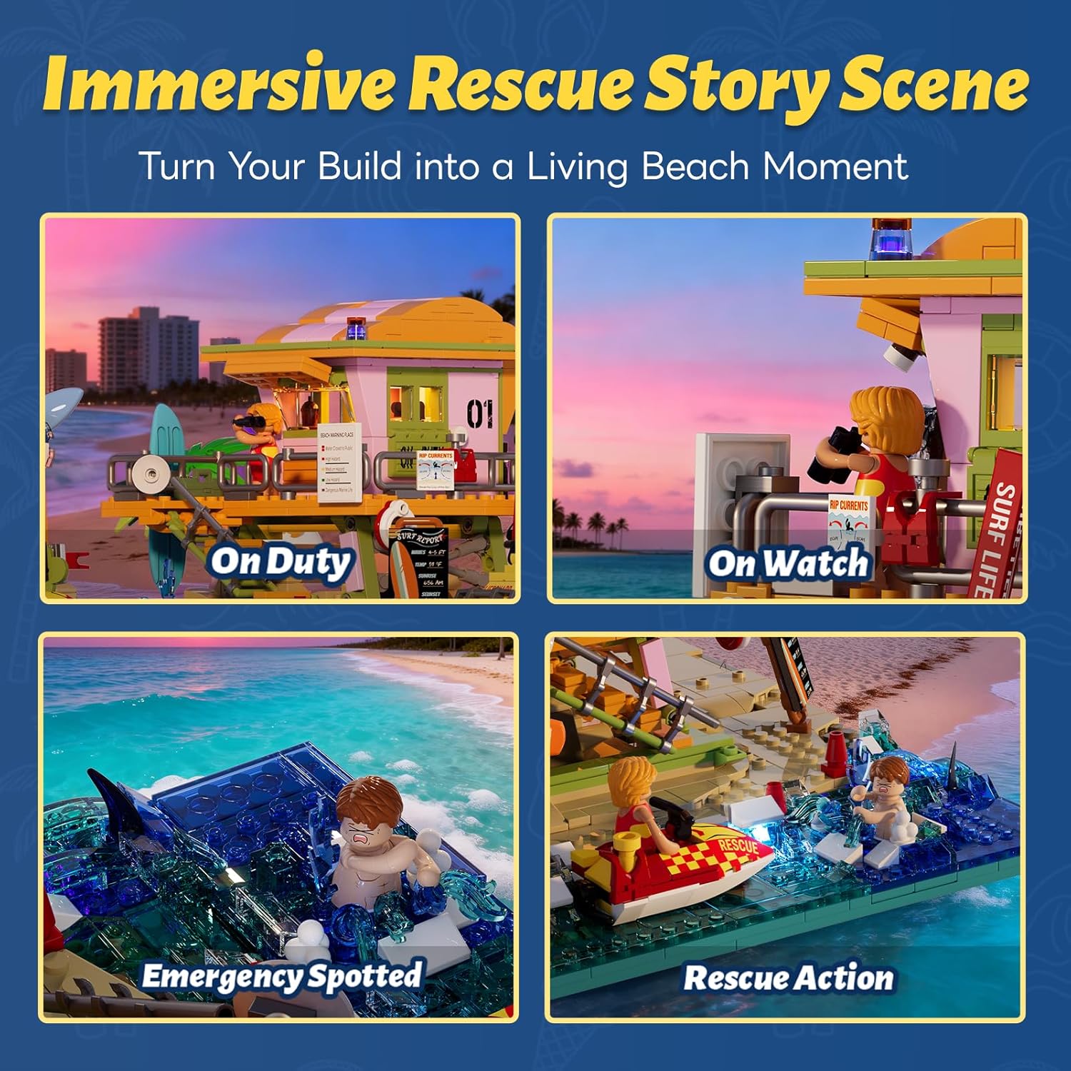 Beach Lifeguard Tower Lighting Building Bricks Set